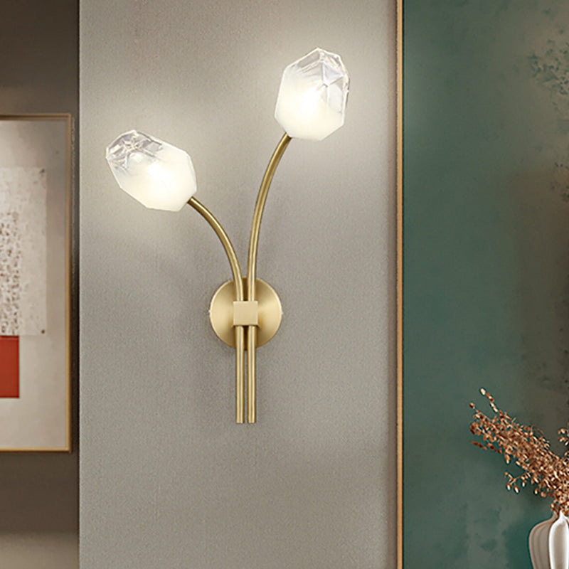Simplicity Metal Wall Sconce with Clear Crystal Shade Postmodern Sconce Light Fixture