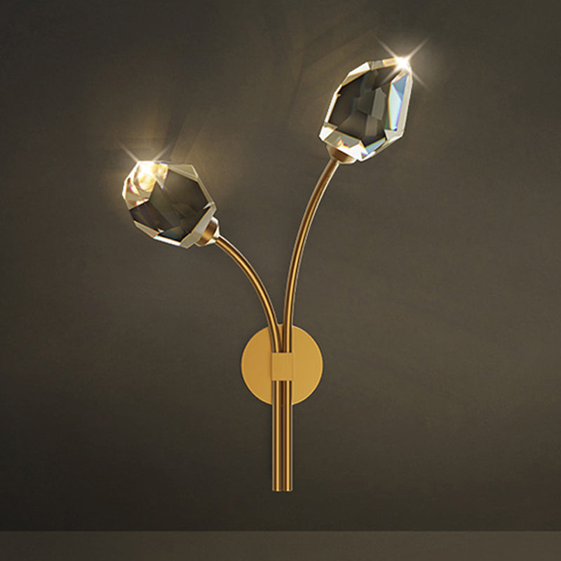 Simplicity Metal Wall Sconce with Clear Crystal Shade Postmodern Sconce Light Fixture