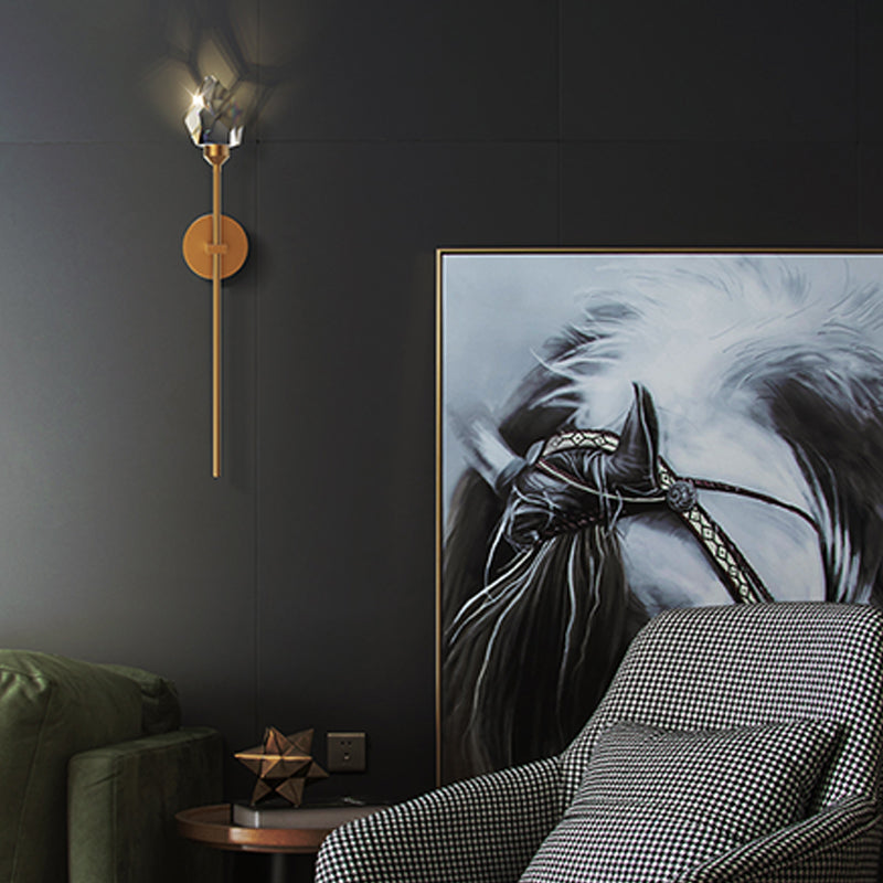 Simplicity Metal Wall Sconce with Clear Crystal Shade Postmodern Sconce Light Fixture