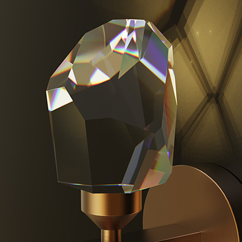 Simplicity Metal Wall Sconce with Clear Crystal Shade Postmodern Sconce Light Fixture