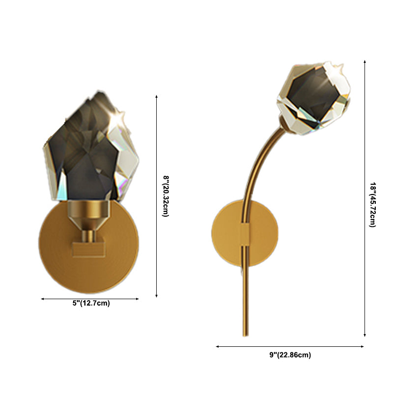 Simplicity Metal Wall Sconce with Clear Crystal Shade Postmodern Sconce Light Fixture