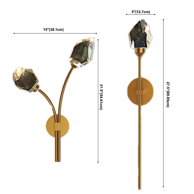 Simplicity Metal Wall Sconce with Clear Crystal Shade Postmodern Sconce Light Fixture