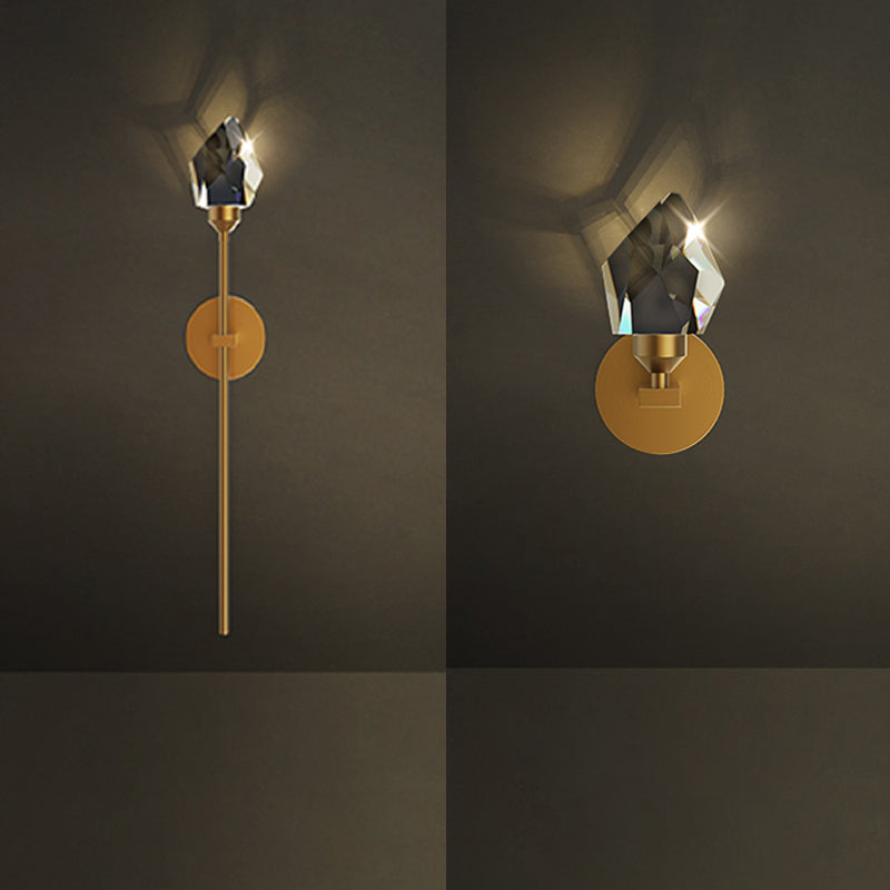 Simplicity Metal Wall Sconce with Clear Crystal Shade Postmodern Sconce Light Fixture