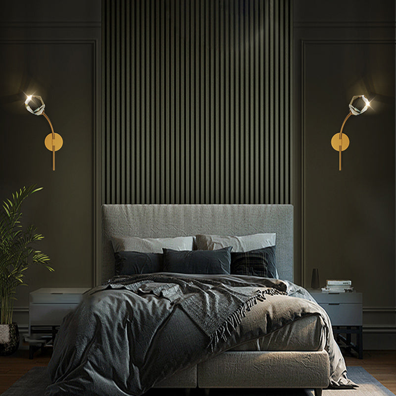 Simplicity Metal Wall Sconce with Clear Crystal Shade Postmodern Sconce Light Fixture