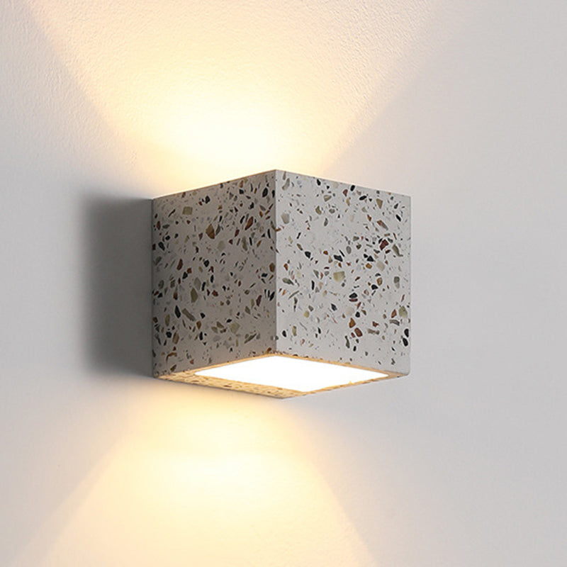 Lampada a monte a parete quadrata in pietra Lampada di applique in stile nordico per camera da letto