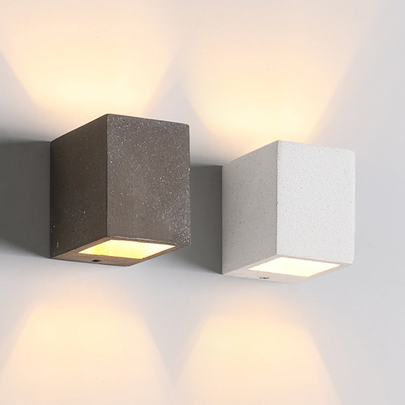 Lampada a monte a parete quadrata in pietra Lampada di applique in stile nordico per camera da letto
