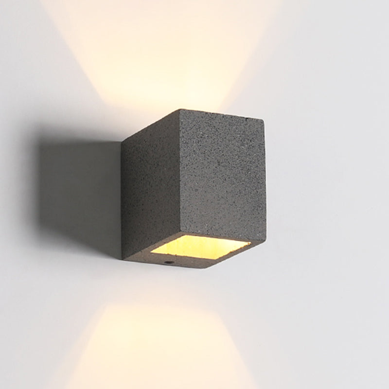 Lampada a monte a parete quadrata in pietra Lampada di applique in stile nordico per camera da letto