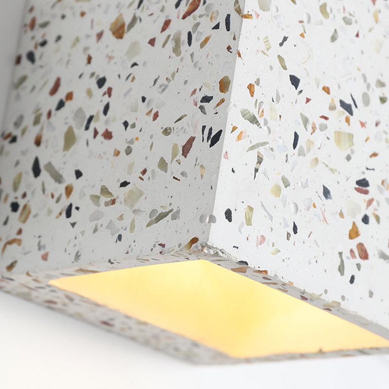 Lampada a monte a parete quadrata in pietra Lampada di applique in stile nordico per camera da letto