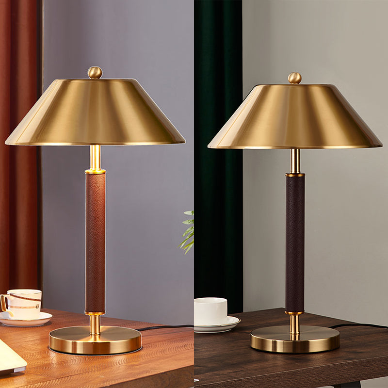 Cone Shaped Night Table Lamp Minimalist Style Metal Bedroom Table Light in Black