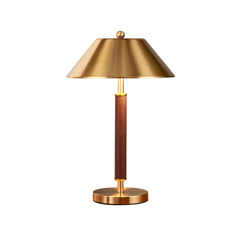 Cone Shaped Night Table Lamp Minimalist Style Metal Bedroom Table Light in Black