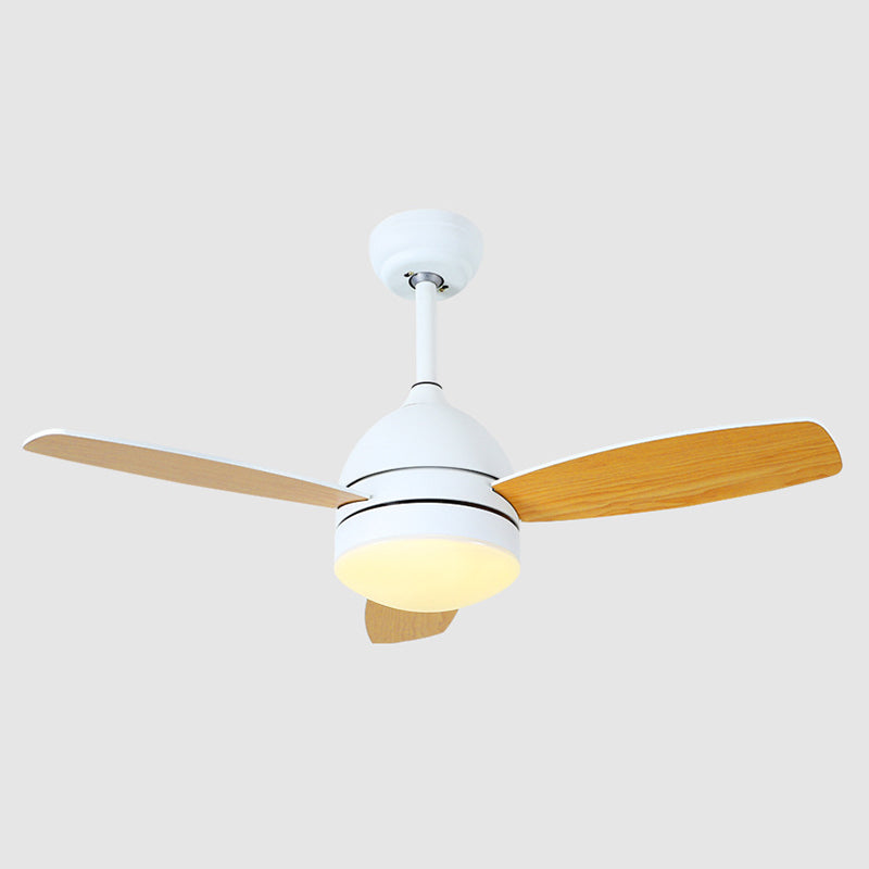 Macaron Dome Ceiling Fan Light Metallic Kids Room LED Semi Flush Mount Light