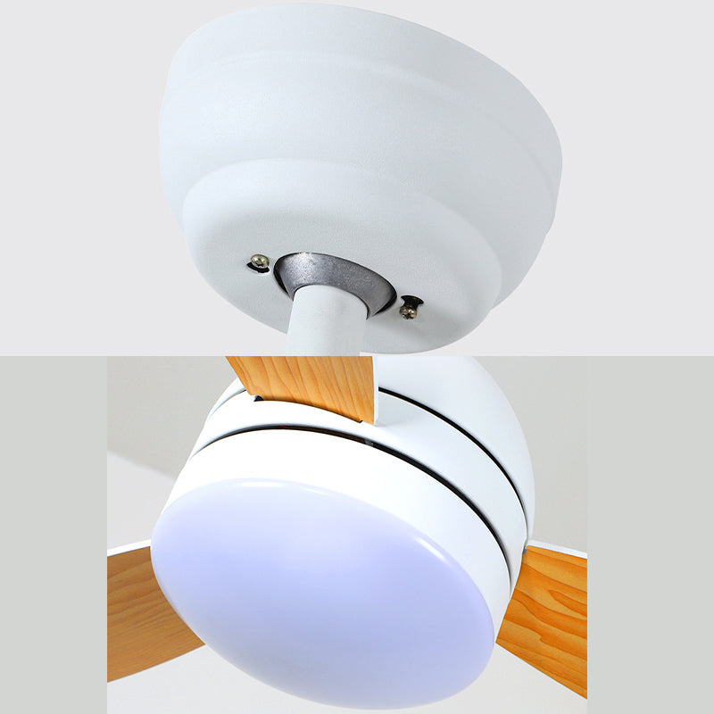 Macaron Dome Ceiling Fan Light Metallic Kids Room LED Semi Flush Mount Light