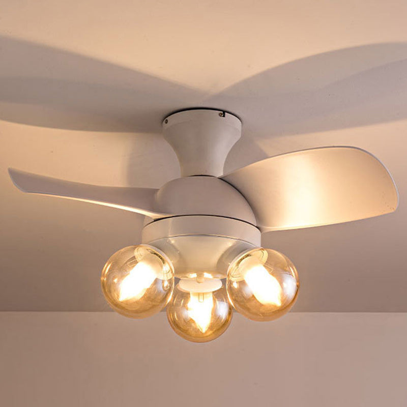 3-licht Kids hanglamp ventilatorlamp Wit UFO Semi Flush Mount Light met glazen schaduw