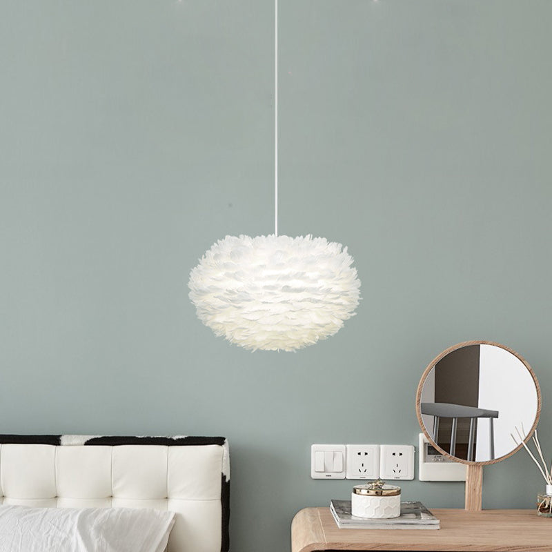 Lámpara de lámpara esférica lámpara moderna simplicidad de plumas de tono colgante para restaurante para restaurante