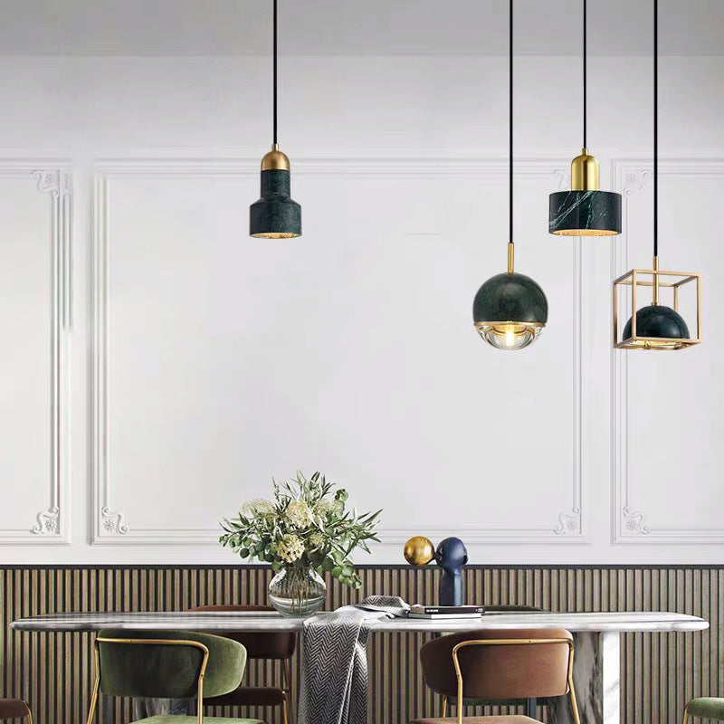 Marble Kit de lampe suspendue en marbre One Head Copper pour salle à manger de chambre à coucher