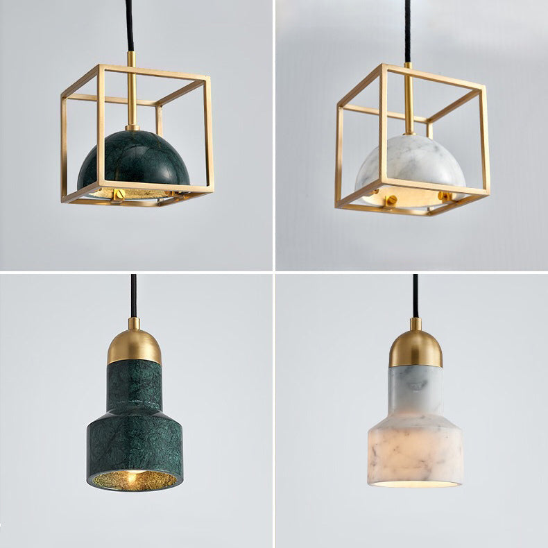 Marble Kit de lampe suspendue en marbre One Head Copper pour salle à manger de chambre à coucher