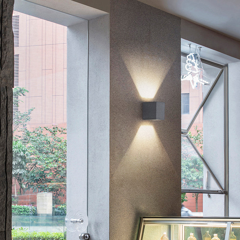 Cuboid Wall Light Fixture Modern 1-Light Wall Mounted Lamp with Cement Shade for Aisle