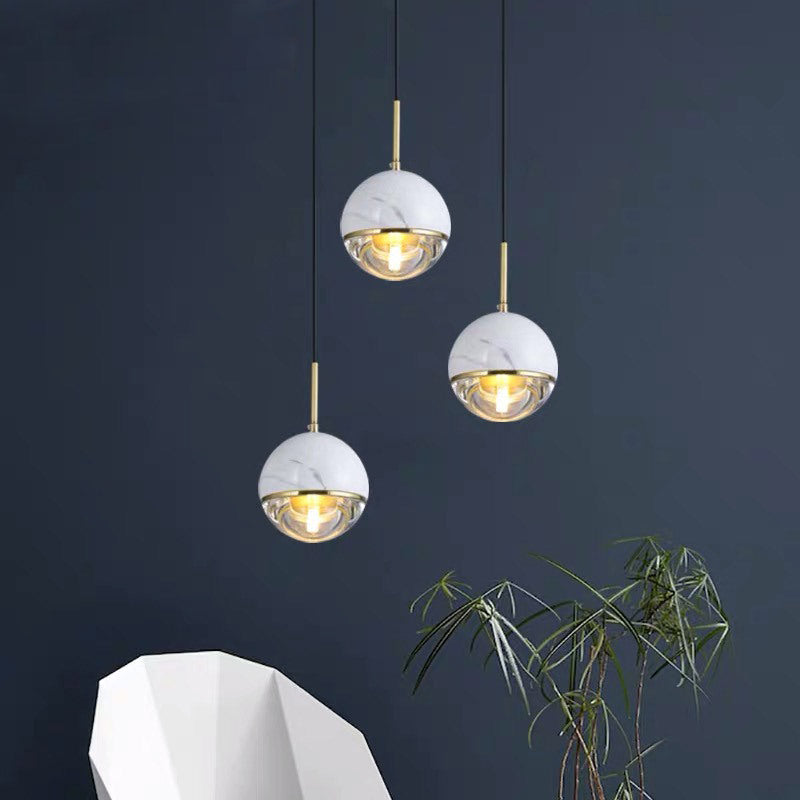 Contemporary Simple One-blub Marble Pendant Light for Bedroom Dinning Room