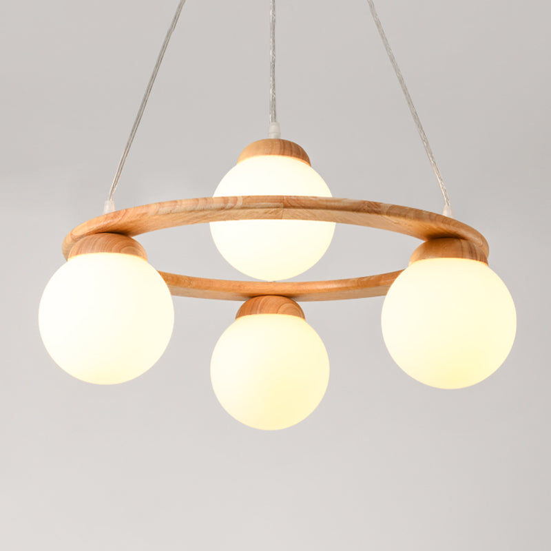 Moderne verstellbare hölzerne Kronleuchterdecke Hängeleuchte mit Glasschatten