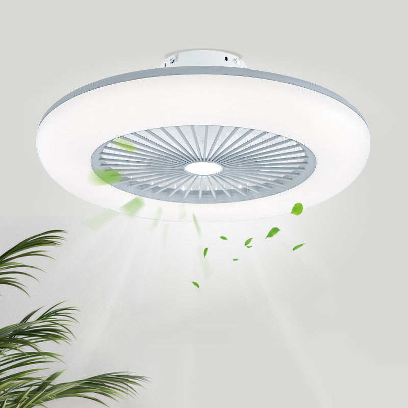 Schlafzimmer LED -Deckenlüftungslampe Makkaronstil Semi -Flush -Licht mit kreisförmiger Acrylschatten