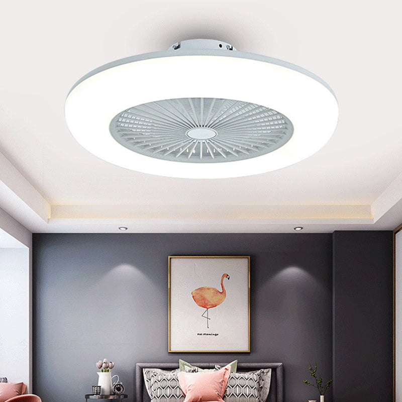 Schlafzimmer LED -Deckenlüftungslampe Makkaronstil Semi -Flush -Licht mit kreisförmiger Acrylschatten