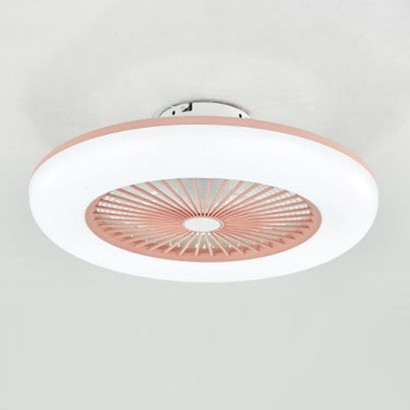 Schlafzimmer LED -Deckenlüftungslampe Makkaronstil Semi -Flush -Licht mit kreisförmiger Acrylschatten