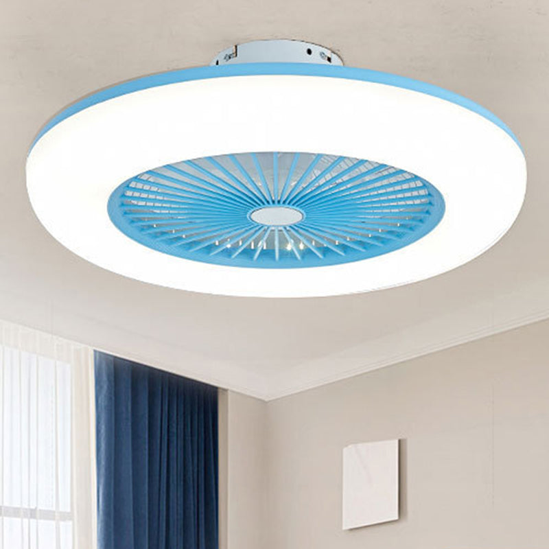 Schlafzimmer LED -Deckenlüftungslampe Makkaronstil Semi -Flush -Licht mit kreisförmiger Acrylschatten