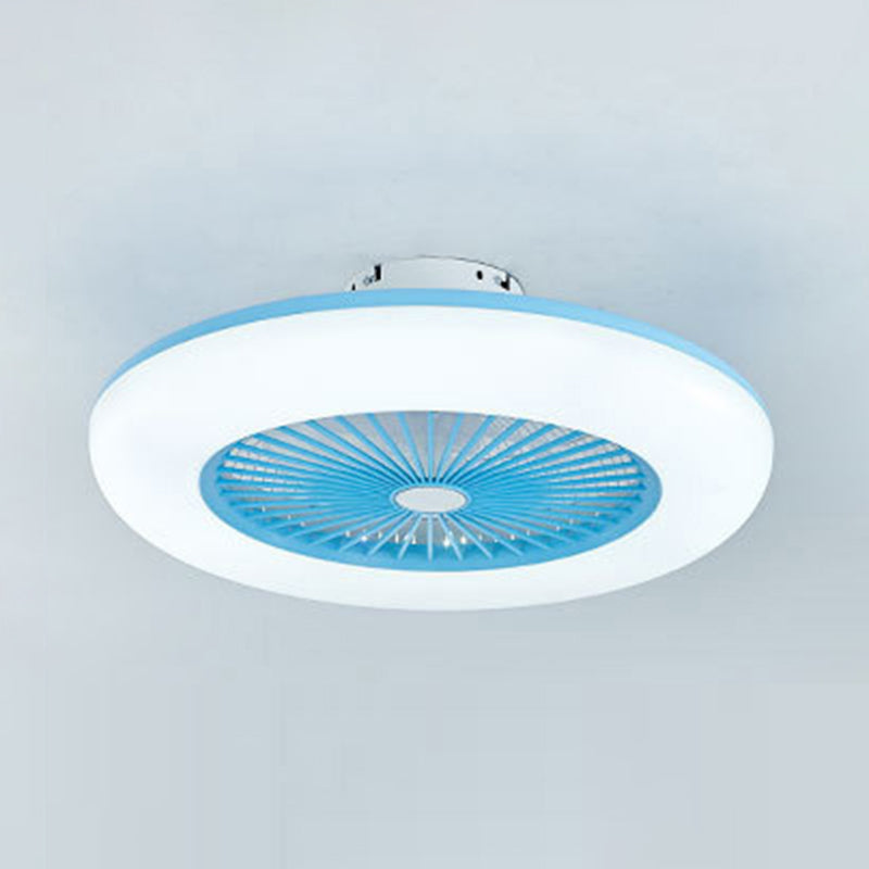 Schlafzimmer LED -Deckenlüftungslampe Makkaronstil Semi -Flush -Licht mit kreisförmiger Acrylschatten