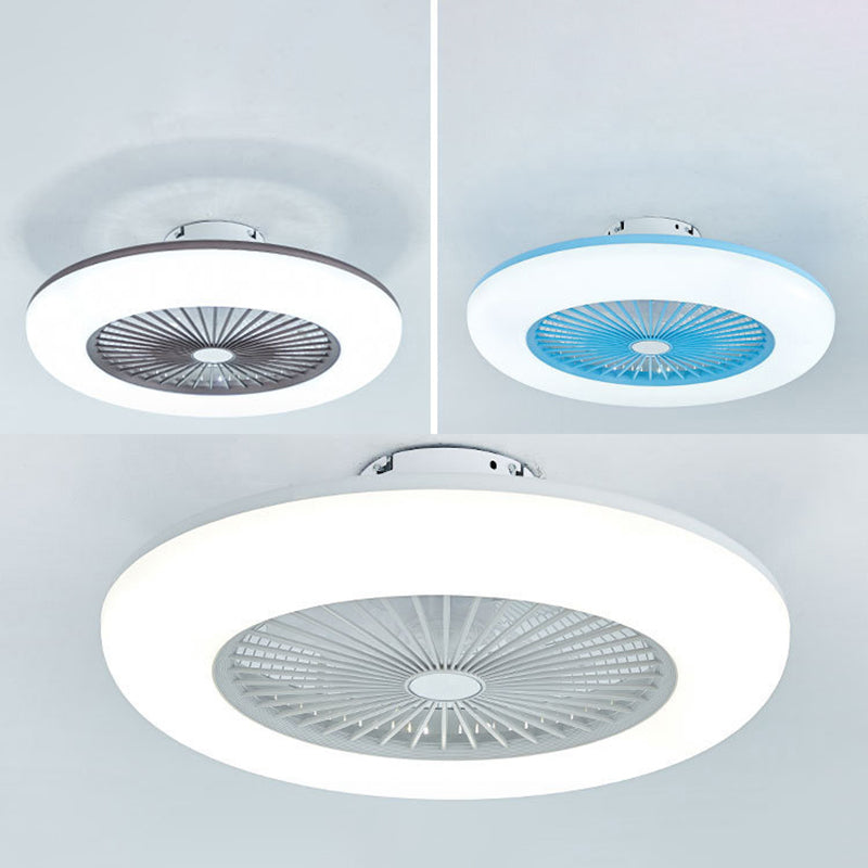 Schlafzimmer LED -Deckenlüftungslampe Makkaronstil Semi -Flush -Licht mit kreisförmiger Acrylschatten