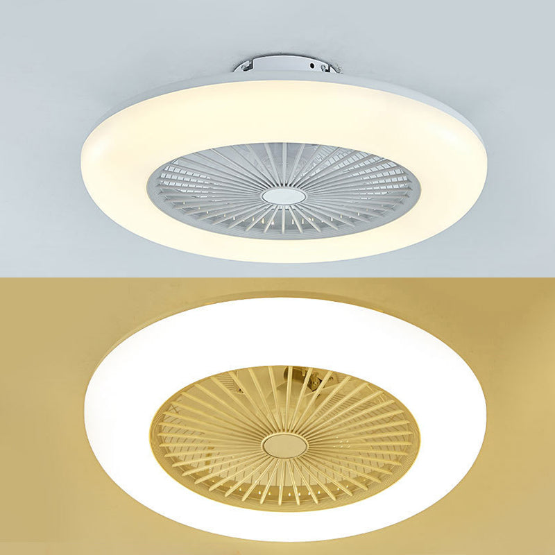 Schlafzimmer LED -Deckenlüftungslampe Makkaronstil Semi -Flush -Licht mit kreisförmiger Acrylschatten