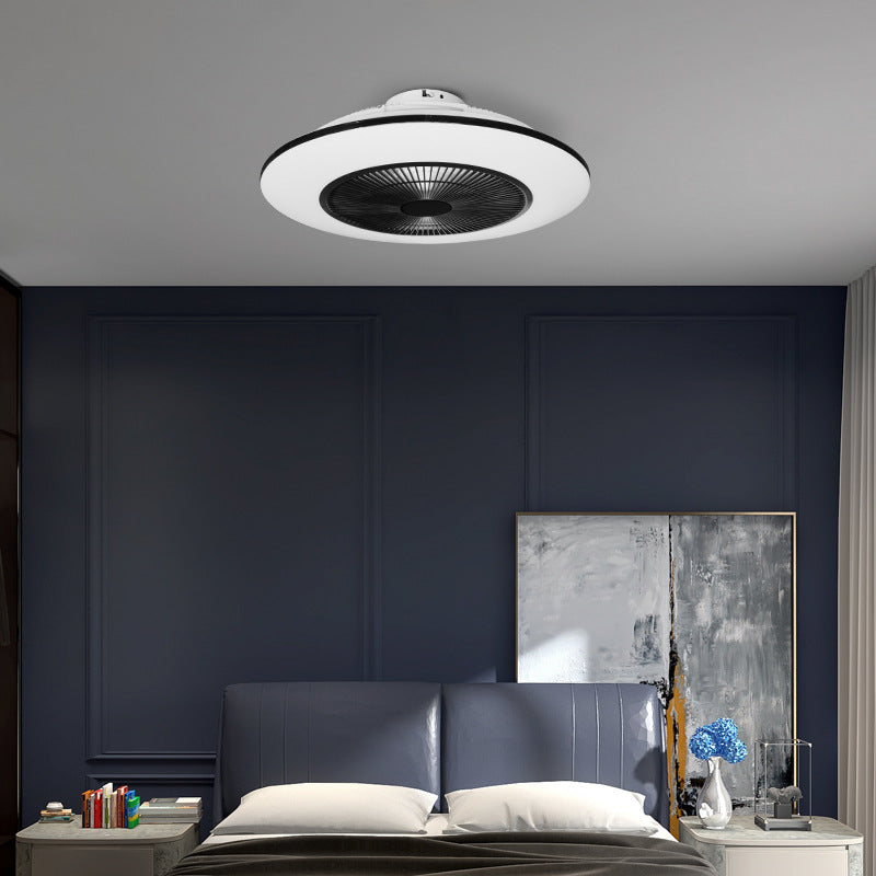 Schwarzer runde Lüfterleuchte nordische LED -Acryl -halb Flush Deckenleuchte für Schlafzimmer
