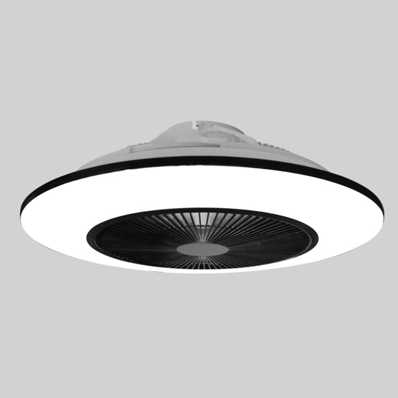 Schwarzer runde Lüfterleuchte nordische LED -Acryl -halb Flush Deckenleuchte für Schlafzimmer