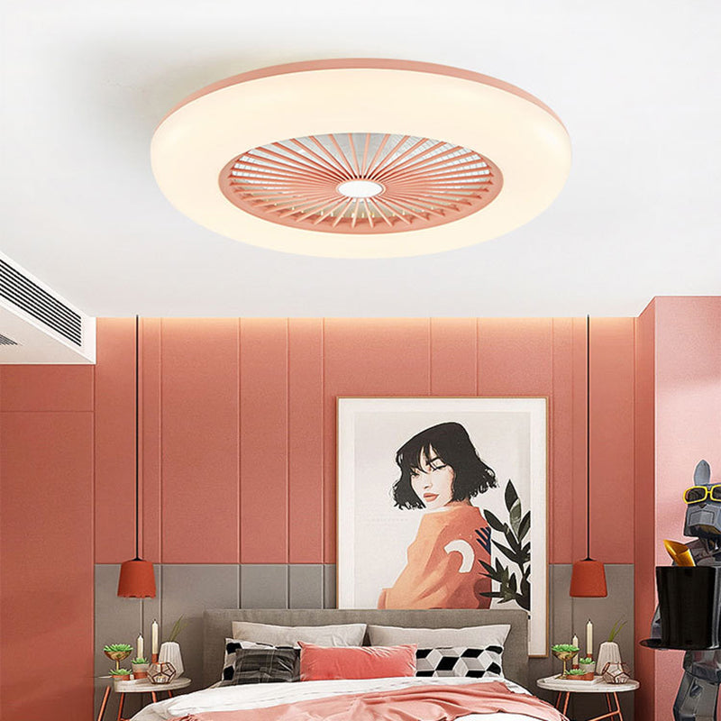 Acrylrad -förmiges halb Flush Light Makkaronstil LED -Deckenventilator Licht für Schlafzimmer