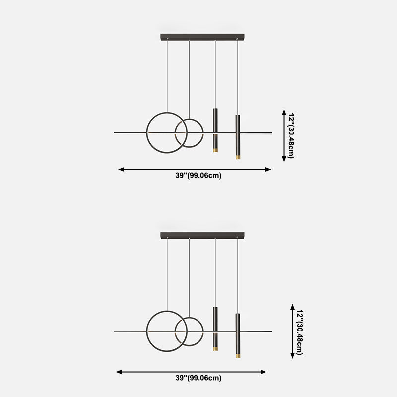 Linear Island Pendant Light Modern Style LED Metal Island Ceiling Light for Dinning Room