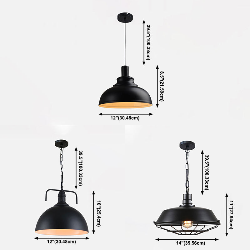Zwart/donkerbruine industriële hangende lampen met koepelschaduw voor keukenrestaurant