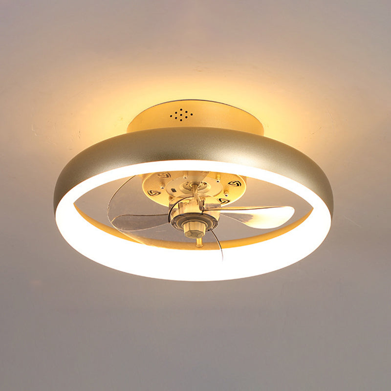 Goldene Finish Rundlüfter Lampe Einfachheit Metall LED Semi Flush-Mount Lighting für Schlafzimmer