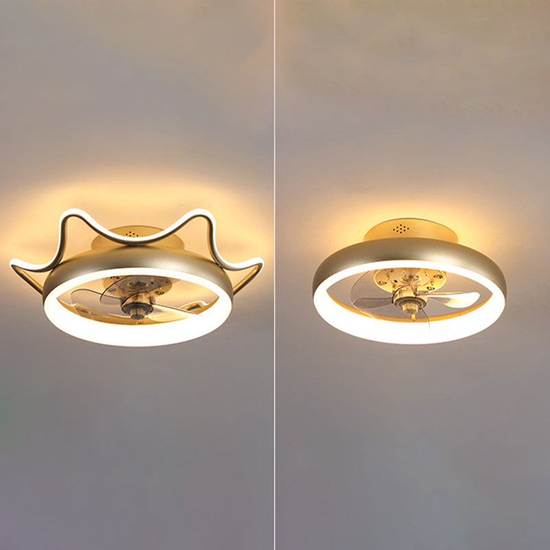 Goldene Finish Rundlüfter Lampe Einfachheit Metall LED Semi Flush-Mount Lighting für Schlafzimmer