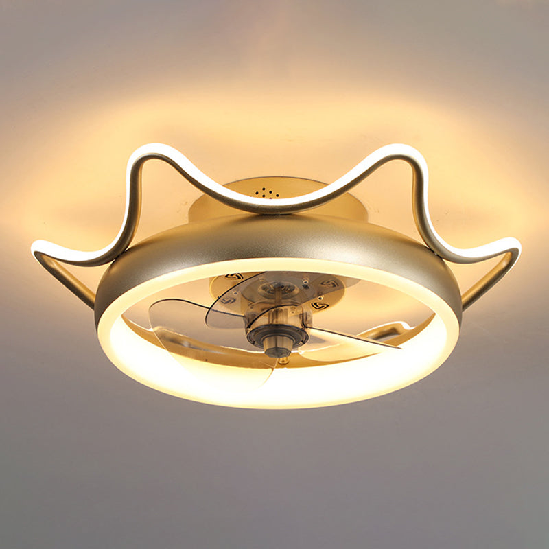 Goldene Finish Rundlüfter Lampe Einfachheit Metall LED Semi Flush-Mount Lighting für Schlafzimmer