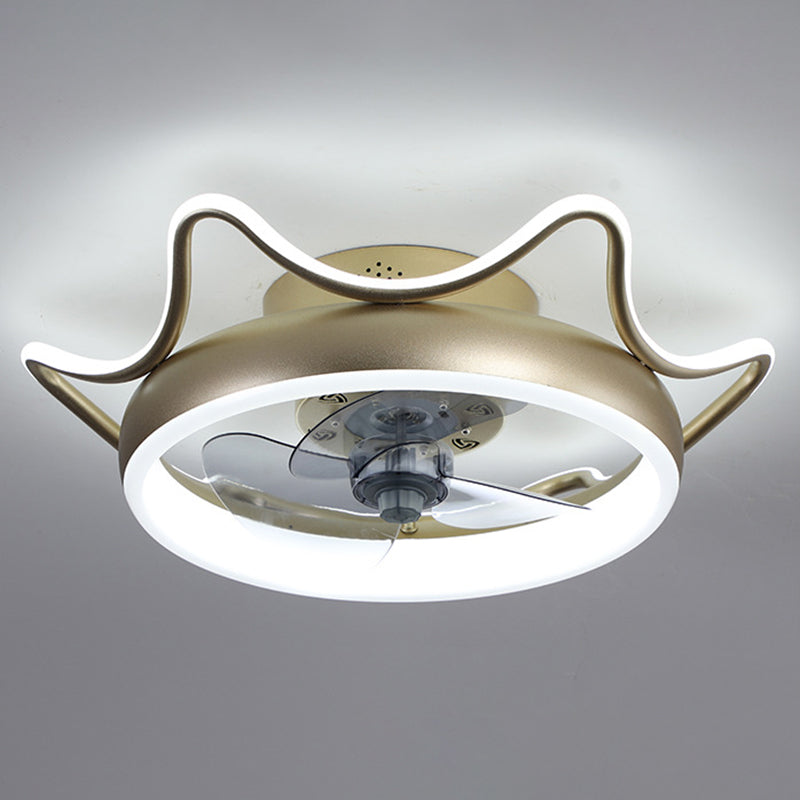 Goldene Finish Rundlüfter Lampe Einfachheit Metall LED Semi Flush-Mount Lighting für Schlafzimmer