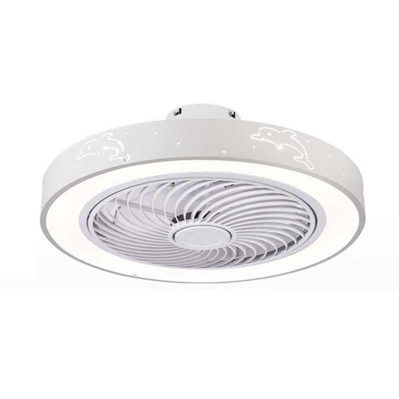 Weiß ausgehöhlter Deckenventilator Nordic Metal LED Runde Halbblüzlicht für Schlafzimmer