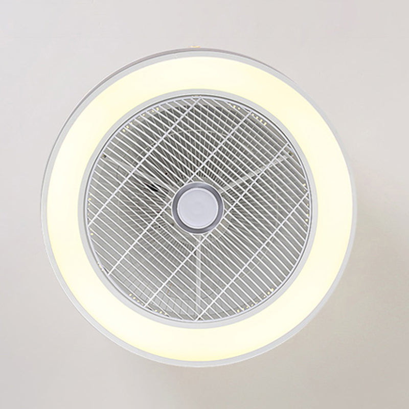 Weiß ausgehöhlter Deckenventilator Nordic Metal LED Runde Halbblüzlicht für Schlafzimmer