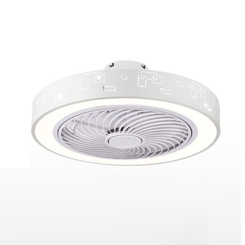 Weiß ausgehöhlter Deckenventilator Nordic Metal LED Runde Halbblüzlicht für Schlafzimmer