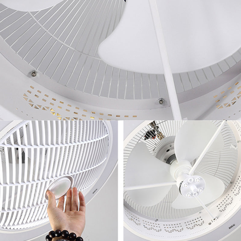 Weiß ausgehöhlter Deckenventilator Nordic Metal LED Runde Halbblüzlicht für Schlafzimmer