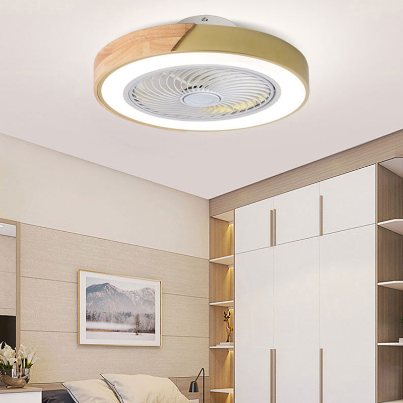 Makkaron Runde Deckenlüftungslampe Holz Schlafzimmer LED SEMI BUSCH MOUNTED