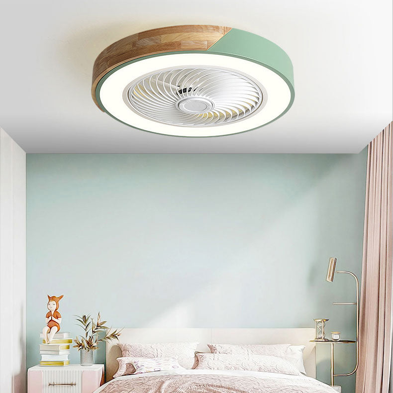 Makkaron Runde Deckenlüftungslampe Holz Schlafzimmer LED SEMI BUSCH MOUNTED