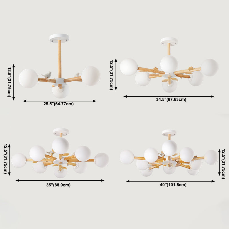 Moderner Stil hölzerne Kronleuchter Decke Hängende Leuchte mit kleinem Vogel