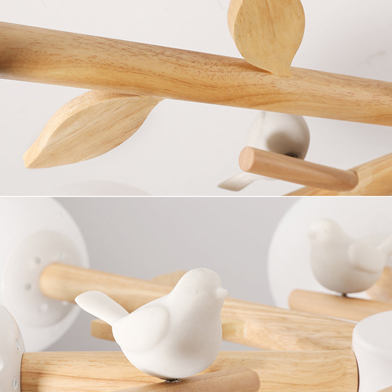 Moderner Stil hölzerne Kronleuchter Decke Hängende Leuchte mit kleinem Vogel