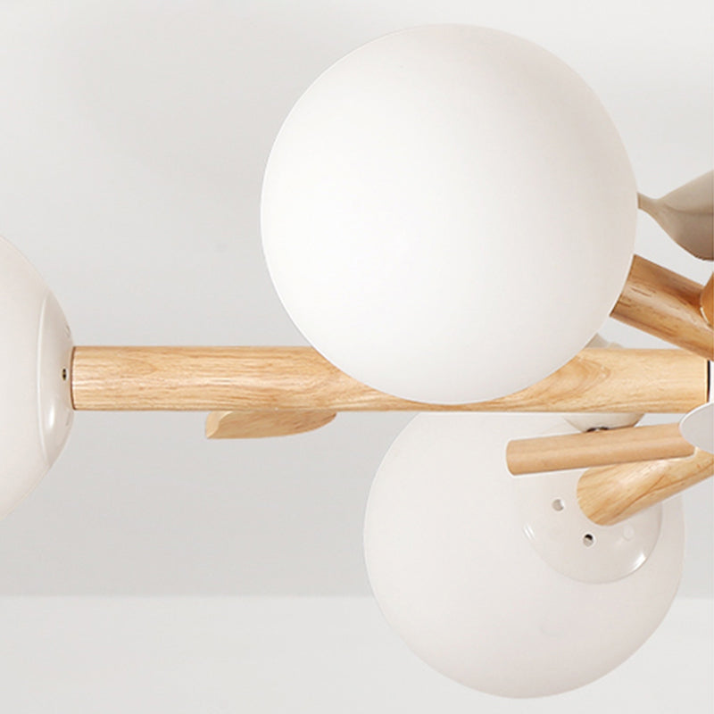 Moderner Stil hölzerne Kronleuchter Decke Hängende Leuchte mit kleinem Vogel