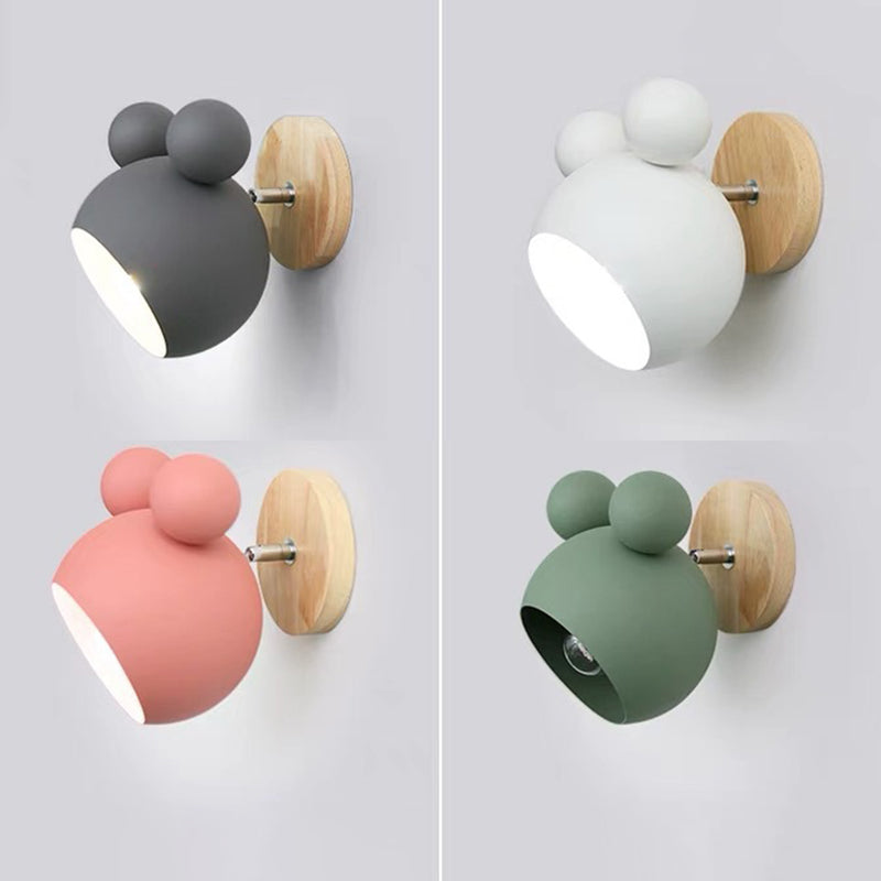 Lámpara de montaje de pared metálica de pared con copa de dibujos animados para dormitorio