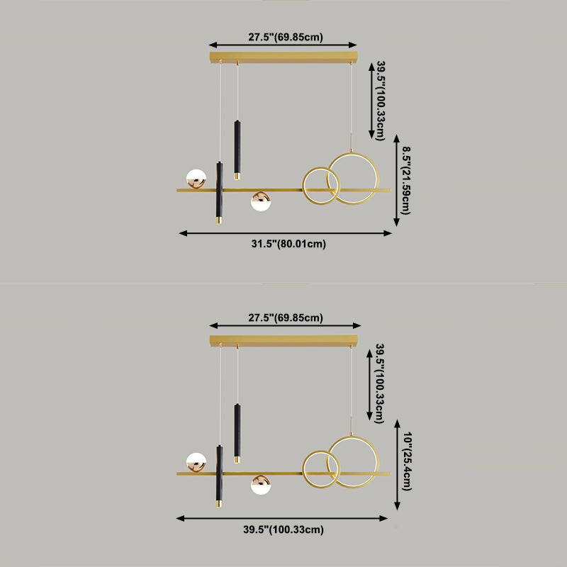 Aluminum LED Island Lighting Contemporary Ceiling Pendant Light for Dining Room